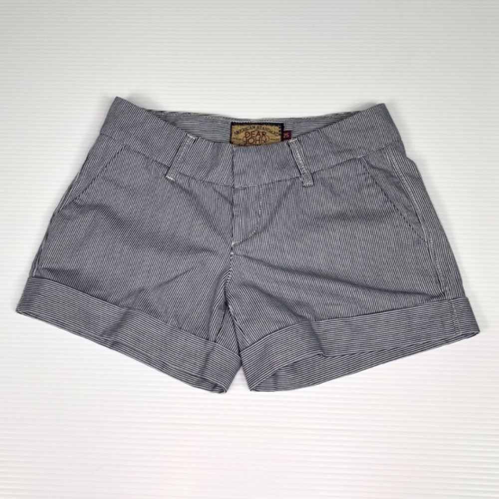 DEAR JOHN NAVY & WHITE CUFFED SHORT